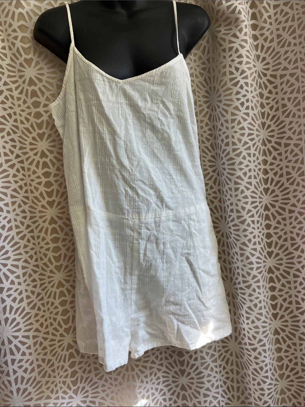 Vitamin A Cream Spaghetti Strap Linen Romper